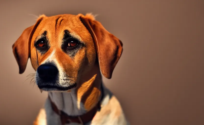 Prompt: portrait of a dog, rim light, beautiful lighting, 8 k