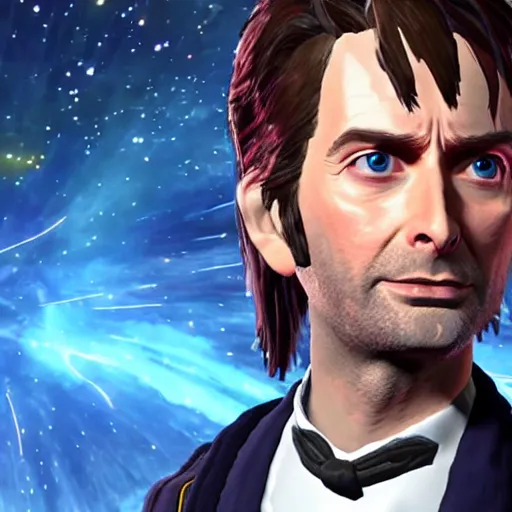 Image similar to David Tennant as Dr Who in Breath of the Wild, gameplay screenshot