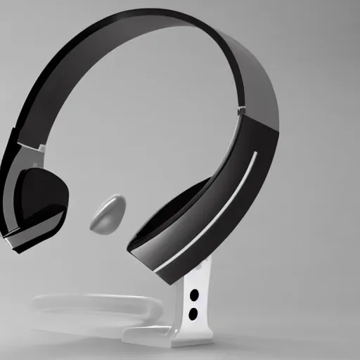 Image similar to wireless headphone stand machine, futuristic, techno, cyberpunk, product design, render, concept, fun