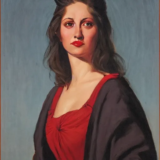 Prompt: Female Portrait, by Hildebrandt.