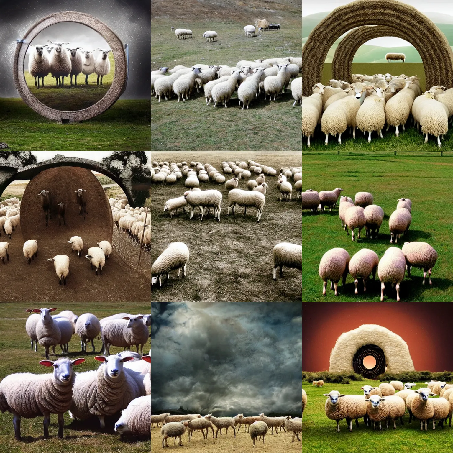 Prompt: surreal photo of sheep using stargate