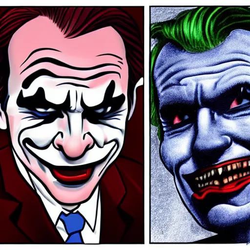 Image similar to [portrait of Macron as the Joker]