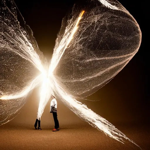 Image similar to lighting sparking between two people, photoreal, high speed photography