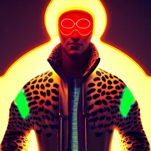 Prompt: a beautiful commission of a male anthropomorphic cheetah wearing a neon jacket,futuristic,detailed face,mohawk,cyberpunk style,deviantart,artstation,art by greg rutkowski,ross tran,professional lighting,neon city,night,raytracing,rtx,highly realistic,4k,dramatic,hyperrealism