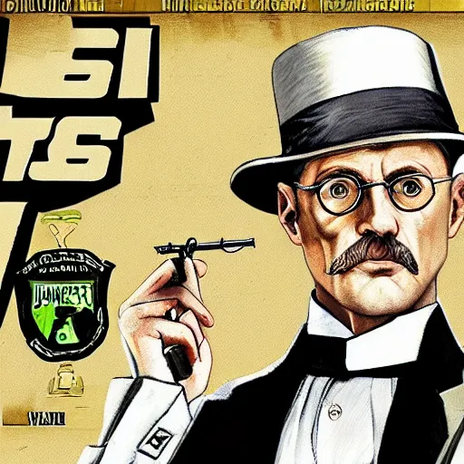 Image similar to James Joyce GTA V cover art