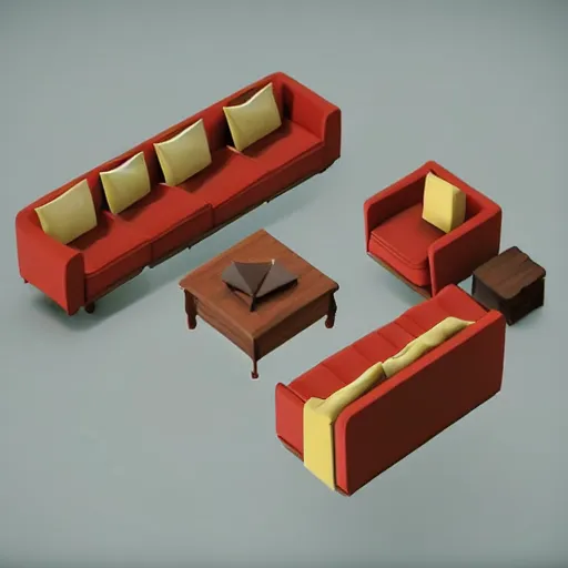 Prompt: a lowpoly version of Seinfeld, raytracing, 3d render, plain background