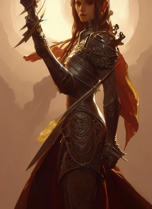 Prompt: knight with a two hand sword, fantasy, intricate, elegant, highly detailed, digital painting, artstation, concept art, wallpaper, smooth, sharp focus, illustration, art by artgerm and greg rutkowski and alphonse mucha