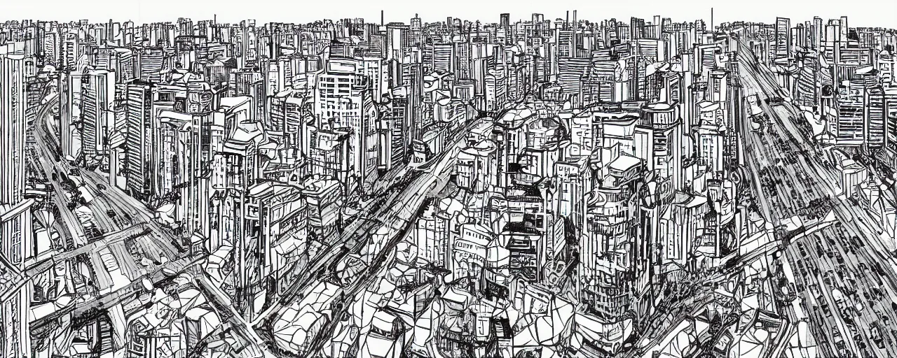 Prompt: beautiful detailed comic illustration of avenida paulista with no cars