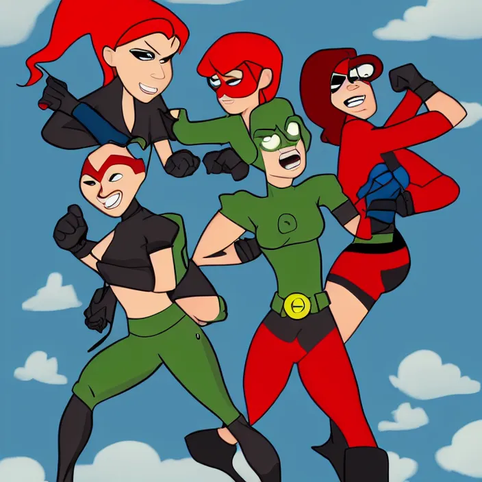 Image similar to kim possible fighting mrs incredible by pixar