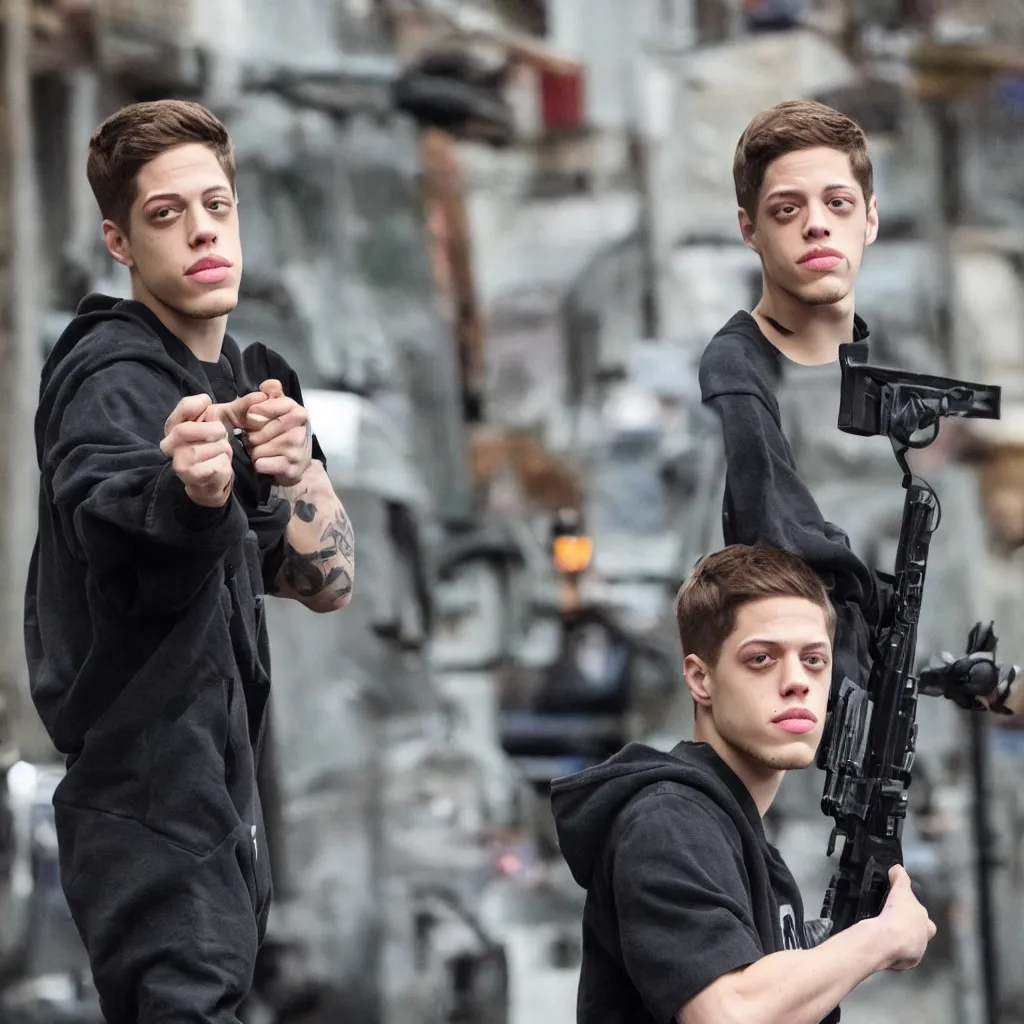 Prompt: pete davidson in an action movie