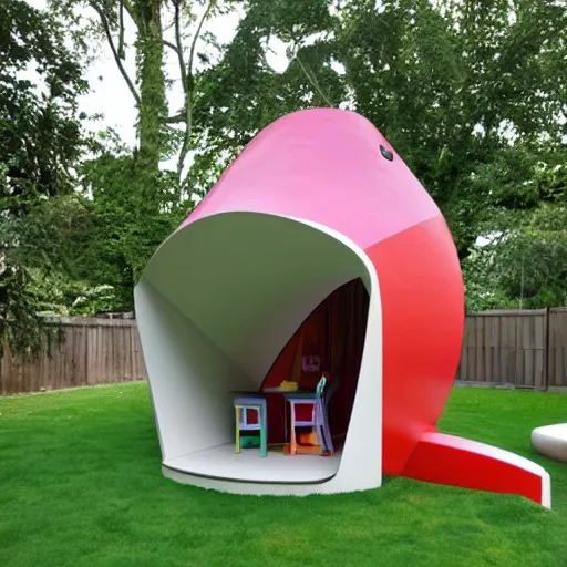 Prompt: childrens backyard playhouse designed by zaha hadid