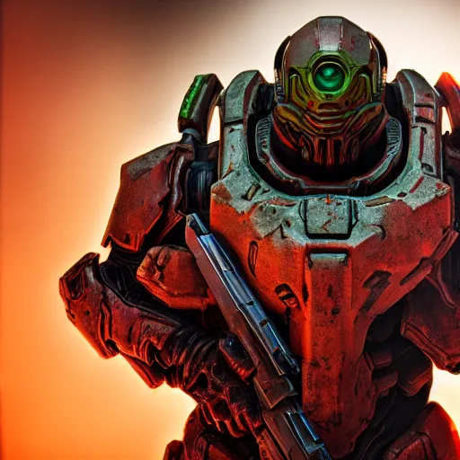 Image similar to doom slayer from doom 2 0 1 6, photography