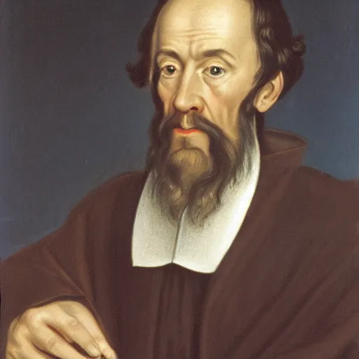 Prompt: theologian John Calvin on Jeopardy, production stills,