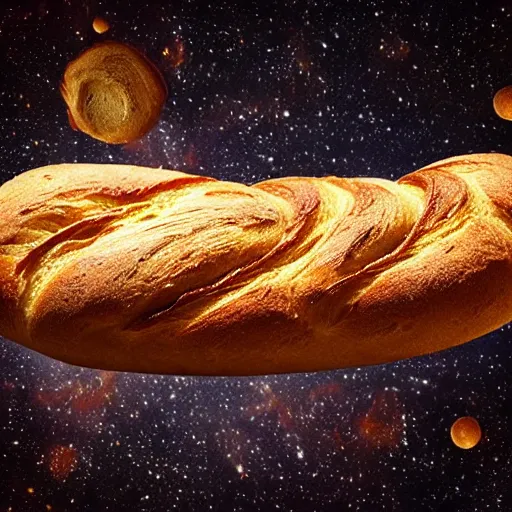 Prompt: bread in space