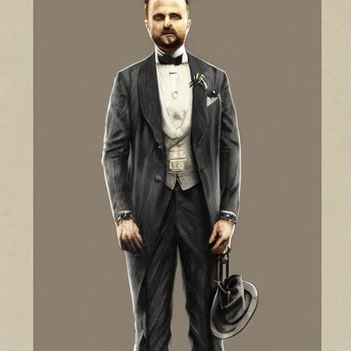 Prompt: full figure ultra realistic illustration, aaron paul wearing a 1 9 2 0 s suit, 1 9 2 0 s brooklyn, intricate, elegant, highly detailed, digital painting, artstation, concept art, smooth, sharp focus, illustration, art by artgerm and greg rutkowski and alphonse mucha
