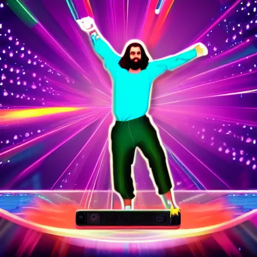 Prompt: jesus in just dance game