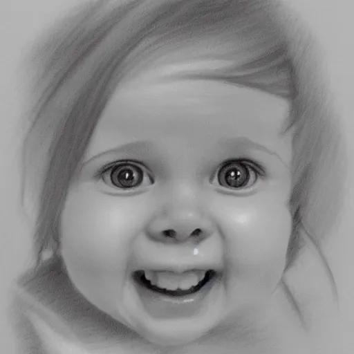 Image similar to a cute toddler, by jim kin, trending on artstation, pencil sketch