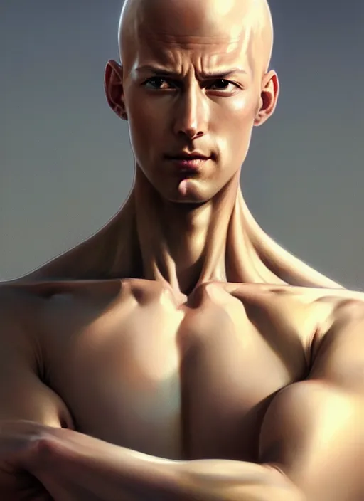 Prompt: ultra realistic illustration, handsome saitama. intricate, highly detailed, digital painting, artstation, concept art, smooth, sharp focus, illustration, art by artgerm and greg rutkowski and alphonse mucha and wlop