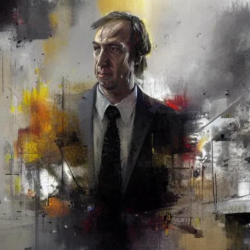 Image similar to abstract painting of saul goodman by jeremy mann