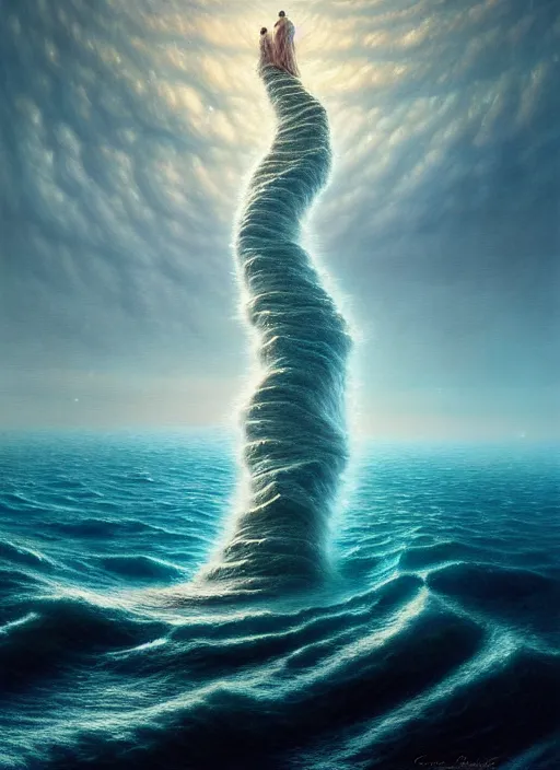 Image similar to A hyper-detailed 3d render like a Oil painting of the Ocean’s dream of the Upward Spiral, Surreal Concept Art!!!!!!, lifelike, photorealistic, digital painting, aesthetic, smooth, sharp focus, Artstation HD, by Greg Rutkowski, Chris Tulloch McCabe, Valentina Remenar and Asher Duran,