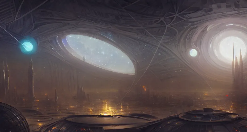 Image similar to cinematic shot, futuristic city on the moon inside a giant geodesic dome, utopian, night, stars, digital painting, artstation, concept art, smooth, sharp focus, illustration, intricate, elegant, highly detailed, in the style of greg rutkowski and alphonse mucha and artemisia, 8 k, highly detailed, jurgens, rutkowski