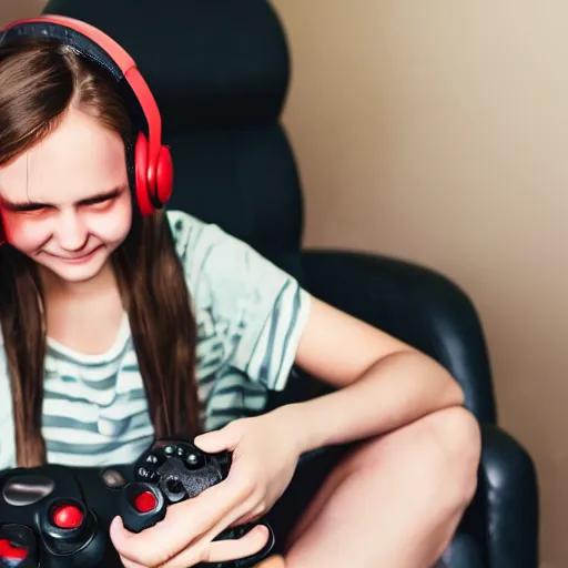 Prompt: gamer girl playing video games