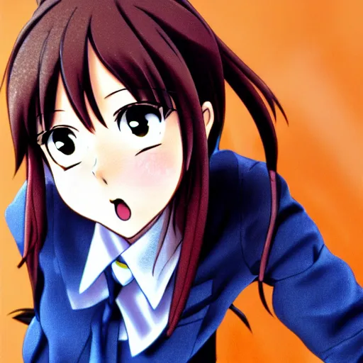 Image similar to professional portrait photograph, realistic photo of haruhi suzumiya from anime the melancholy of haruhi suzumiya.