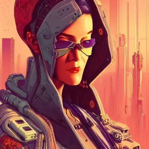 Image similar to a gorgeous cyberpunk hacker, centered in the frame, cyberpunk concept art by Jean Giraud and josan gonzales, digital art, highly detailed, intricate, sci-fi, sharp focus, Trending on Artstation HQ, deviantart, 4K UHD image