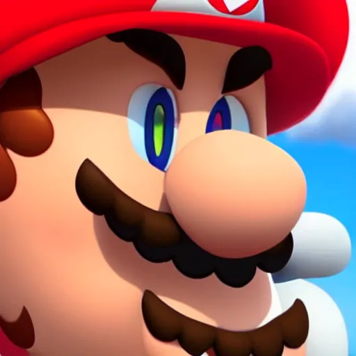 Image similar to extremely zoomed-in photo of Super Mario's face