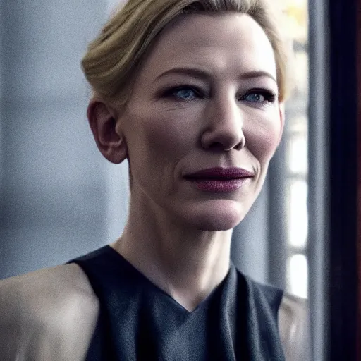 Image similar to portrait of cate blanchett in the style ok ukiyo-3