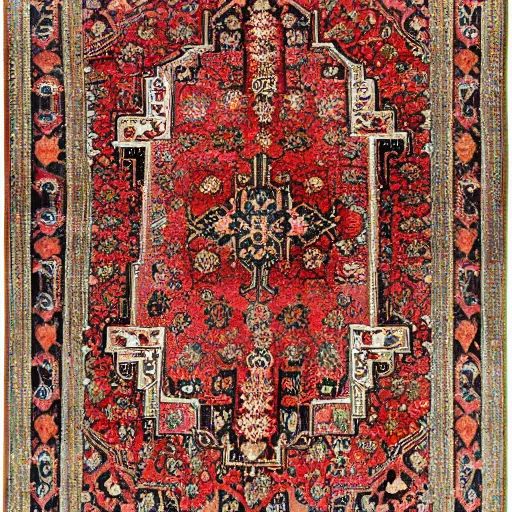 Prompt: persian rug with mango ornament