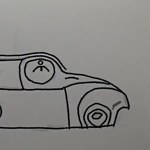 Prompt: a child's bad drawing of a car