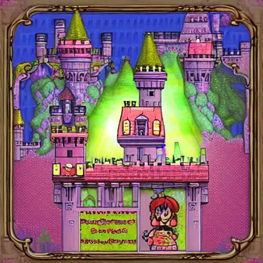 Prompt: peach's castle fever dream