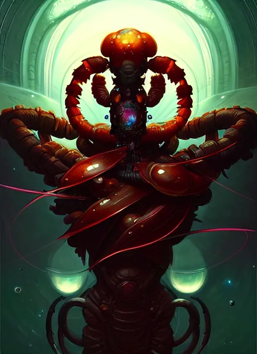 Prompt: symmetry!! scorpio scorpion!!!! highly detailed, high contrast, light reflection, trippy, nebula, trending on art station by artgem, by peter mohrbacher, by wlop, by ruan jia