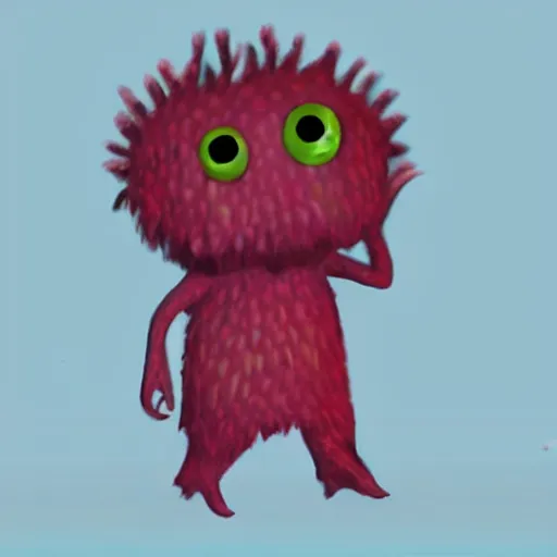 Image similar to strawberry creature with multiple eyes concept art