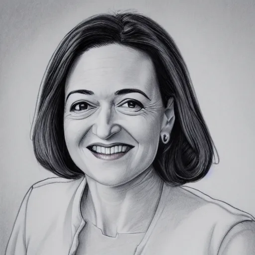 Prompt: detailed pencil art of sheryl sandberg