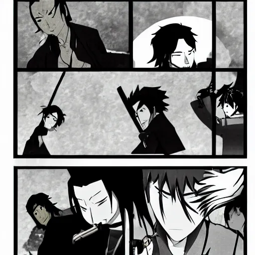 Prompt: the cold war in samurai champloo anime style