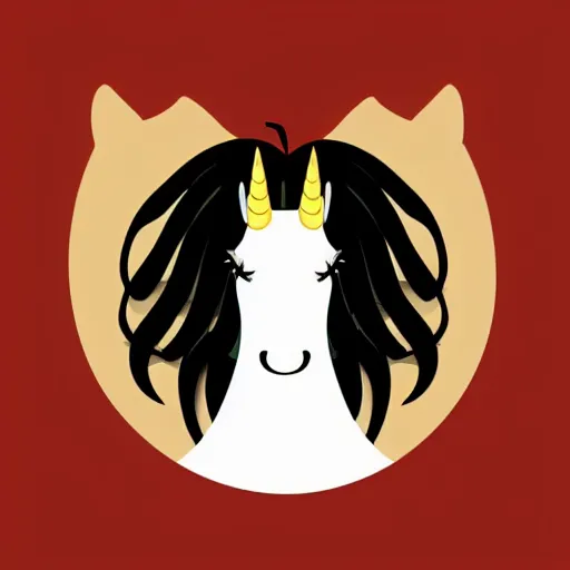 Prompt: fantasy unicorn illustration, vector, simple drawing, rounded lines, soft