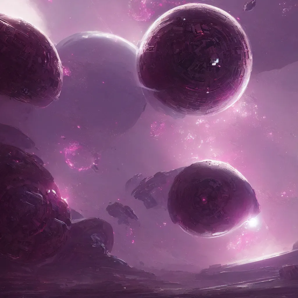 Prompt: dyson sphere program pink planet, concept art, by greg rutkowski