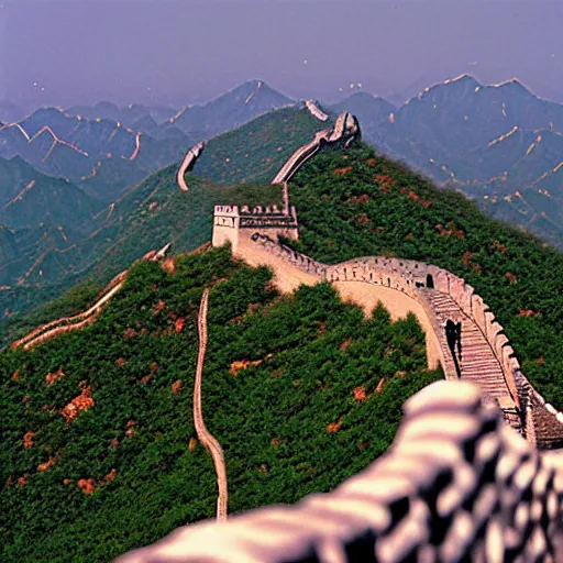 Prompt: great wall of china, view from the moon