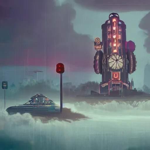 Image similar to bioshock, style of simon stalenhag