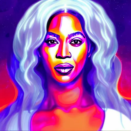 Prompt: “Beyoncé as a sci-fi magic girl, elegant, highly detailed, digital painting”