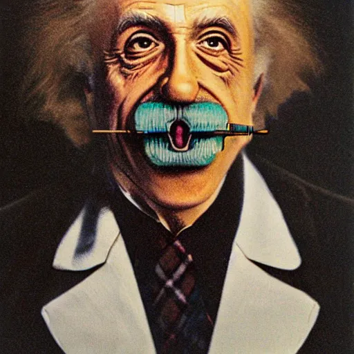 Prompt: dentist einstein portrait