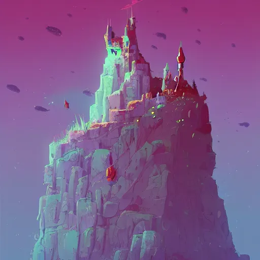 Prompt: a castle on a stunning cliff by Anton Fadeev and Simon Stalenhag, trending on artstation