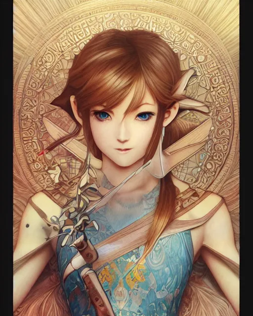 Image similar to if link was a real boy, beautiful shadowing, 3 d shadowing, reflective surfaces, 8 k, beautifully detailed pencil illustration, intricate, epic composition, masterpiece, bold complimentary colors. stunning masterfully illustrated by artgerm, range murata, alphonse mucha