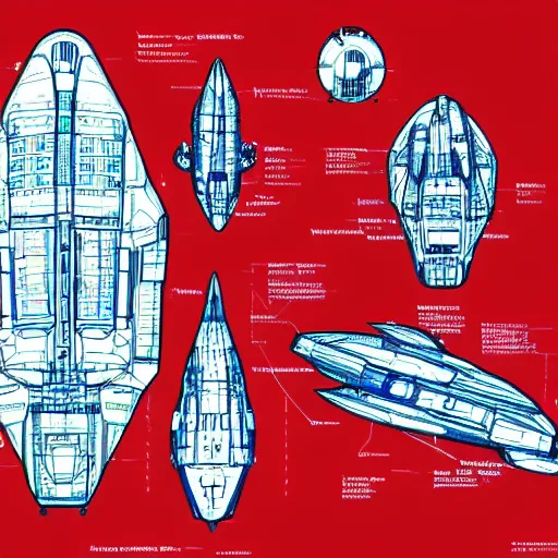 Prompt: spaceships blueprints old