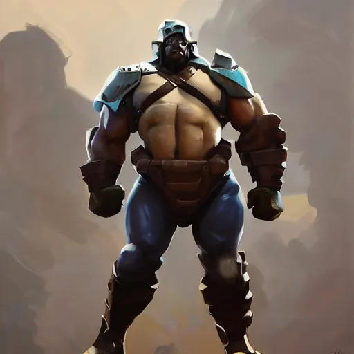 Image similar to greg manchess portrait painting of fully armored the foundation aka dwayne the rock from fortnite as overwatch character, medium shot, asymmetrical, profile picture, organic painting, sunny day, matte painting, bold shapes, hard edges, street art, trending on artstation, by huang guangjian, gil elvgren, ruan jia, greg rutkowski, gaston bussiere