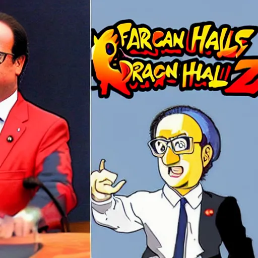 Image similar to François hollande is goku from dragon ball Z