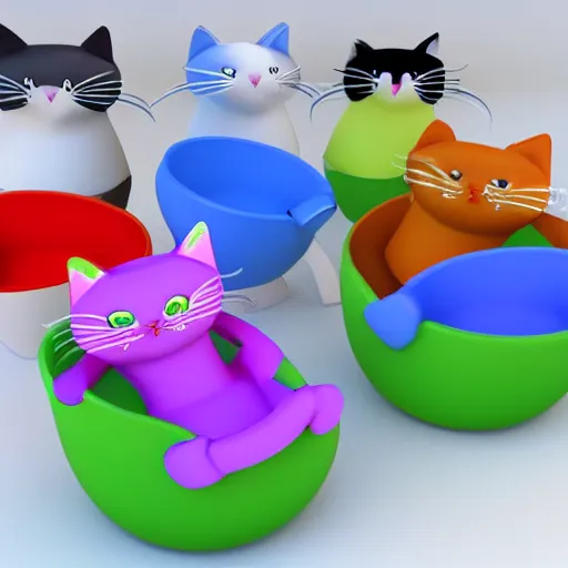 Prompt: cats party, 3d Model Charchater, party vibe