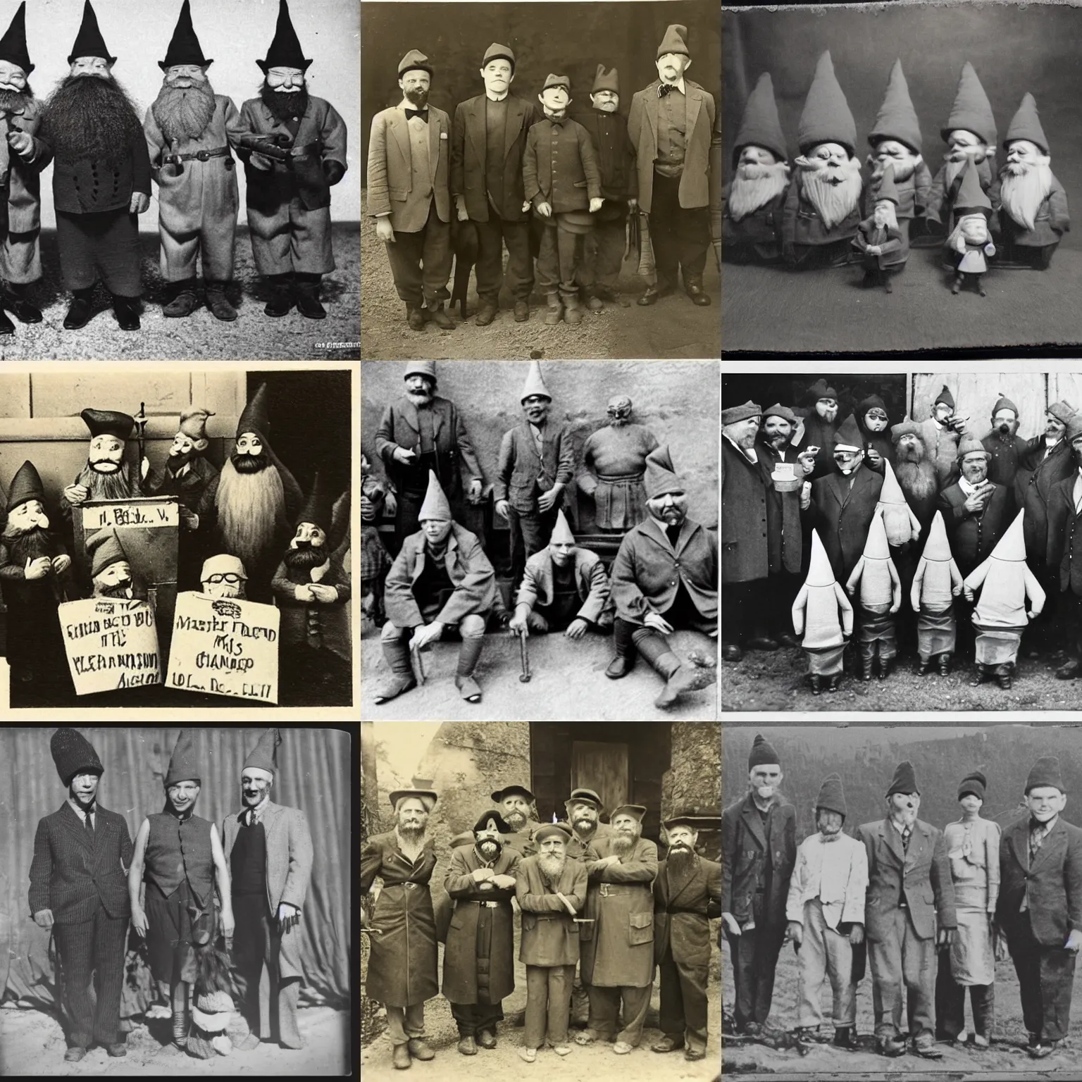 Prompt: vintage photograph of the gnomish mafia